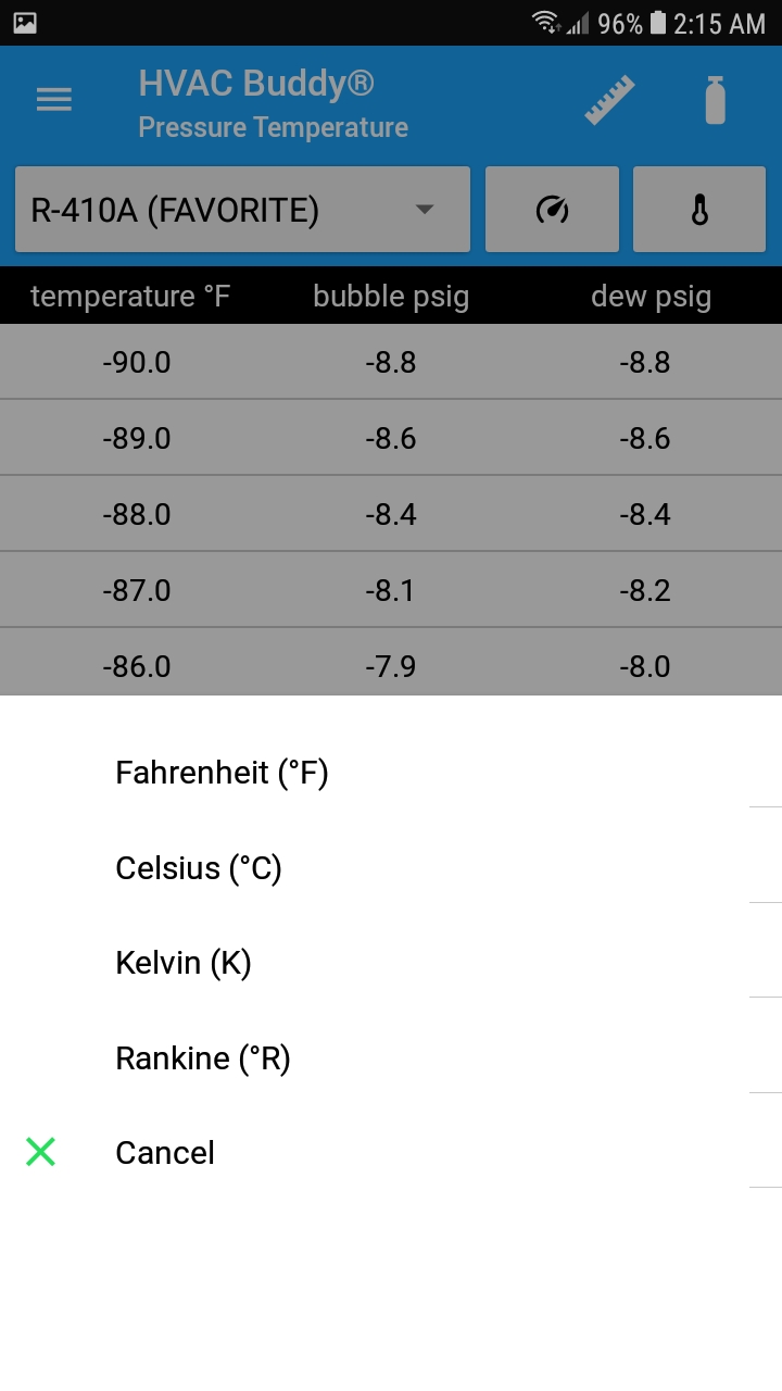 HVAC Temerature Settings